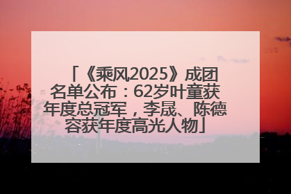 《乘风2025》成团名单公布：62岁叶童获年度总冠军，李晟、陈德容获年度高光人物