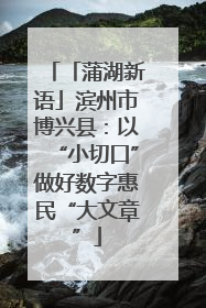 「蒲湖新语」滨州市博兴县：以“小切口”做好数字惠民“大文章”