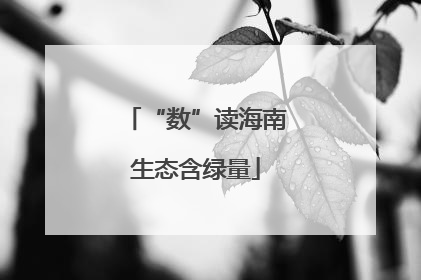 “数”读海南生态含绿量
