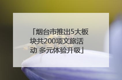烟台市推出5大板块共200项文旅活动 多元体验升级