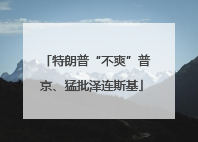 特朗普“不爽”普京、猛批泽连斯基