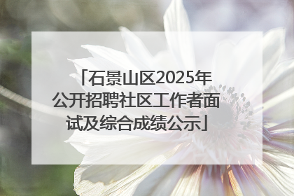石景山区2025年公开招聘社区工作者面试及综合成绩公示
