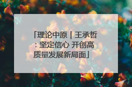 理论中原｜王承哲：坚定信心 开创高质量发展新局面