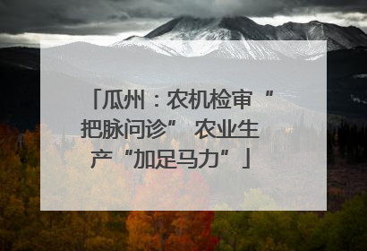 瓜州：农机检审“把脉问诊” 农业生产“加足马力”
