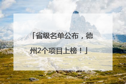 省级名单公布，德州2个项目上榜！