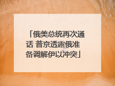 俄美总统再次通话 普京透露俄准备调解伊以冲突