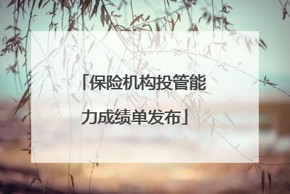 保险机构投管能力成绩单发布