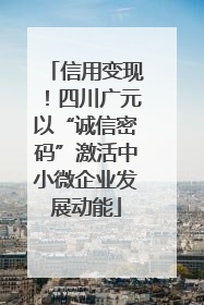 信用变现！四川广元以“诚信密码”激活中小微企业发展动能