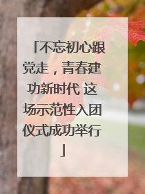 不忘初心跟党走，青春建功新时代 这场示范性入团仪式成功举行