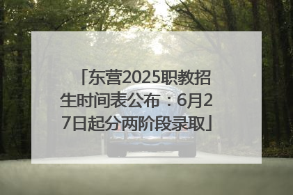 东营2025职教招生时间表公布：6月27日起分两阶段录取