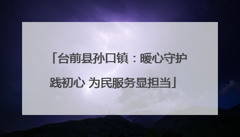 台前县孙口镇：暖心守护践初心 为民服务显担当