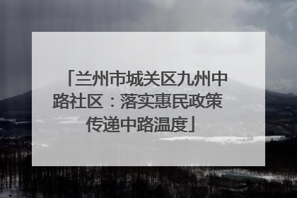 兰州市城关区九州中路社区：落实惠民政策 传递中路温度