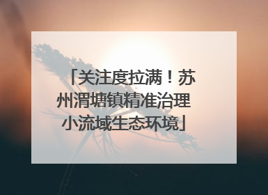 关注度拉满！苏州渭塘镇精准治理小流域生态环境