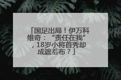 国足出局！伊万科维奇：“责任在我”，18岁小将首秀却成遮羞布？