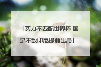 实力不匹配世界杯 国足不敌印尼提前出局