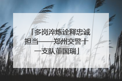 多岗淬炼诠释忠诚担当——郑州交警十一支队董国瑞