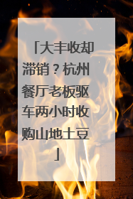 大丰收却滞销？杭州餐厅老板驱车两小时收购山地土豆