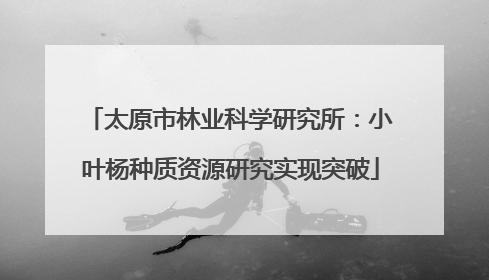 太原市林业科学研究所：小叶杨种质资源研究实现突破