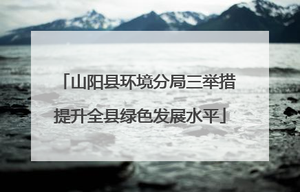 山阳县环境分局三举措提升全县绿色发展水平