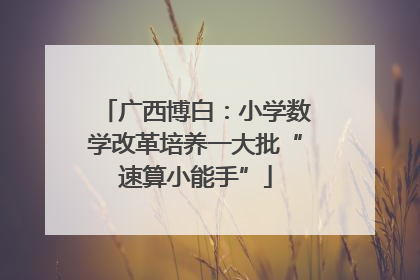 广西博白：小学数学改革培养一大批“速算小能手”