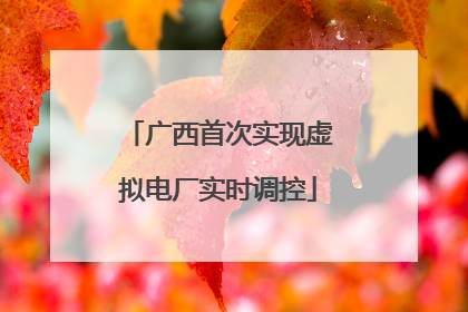 广西首次实现虚拟电厂实时调控