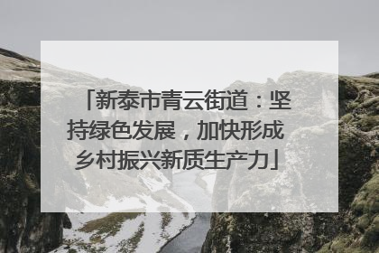 新泰市青云街道：坚持绿色发展，加快形成乡村振兴新质生产力
