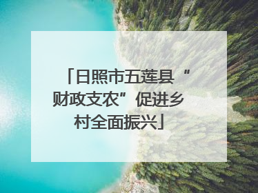 日照市五莲县“财政支农”促进乡村全面振兴