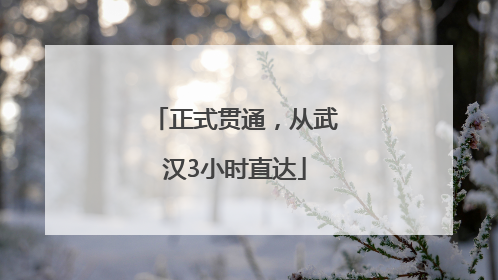 正式贯通，从武汉3小时直达