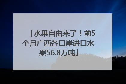 水果自由来了！前5个月广西各口岸进口水果56.8万吨