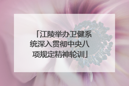 江陵举办卫健系统深入贯彻中央八项规定精神轮训