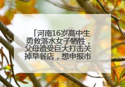 河南16岁高中生勇救落水女子牺牲，父母遭受巨大打击关掉早餐店，想申报市级见义勇为