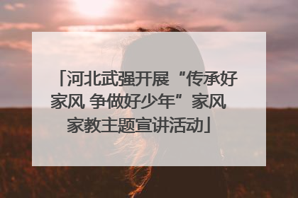 河北武强开展“传承好家风 争做好少年”家风家教主题宣讲活动
