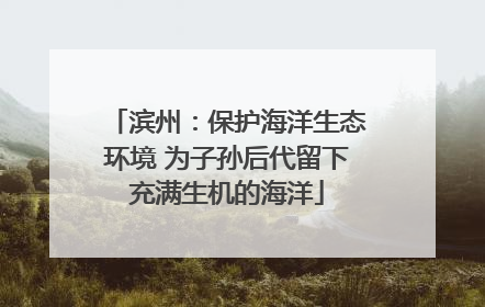 滨州：保护海洋生态环境 为子孙后代留下充满生机的海洋