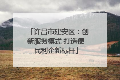 许昌市建安区：创新服务模式 打造便民利企新标杆