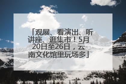 观展、看演出、听讲座、逛集市！5月20日至26日，云南文化馆里玩场多