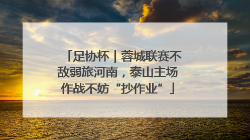 足协杯｜蓉城联赛不敌弱旅河南，泰山主场作战不妨“抄作业”