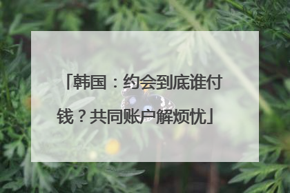 韩国：约会到底谁付钱？共同账户解烦忧