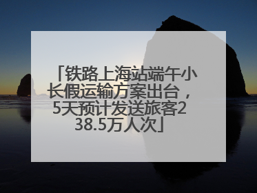 铁路上海站端午小长假运输方案出台，5天预计发送旅客238.5万人次