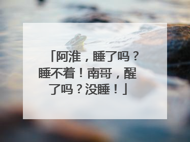 阿淮，睡了吗？睡不着！南哥，醒了吗？没睡！