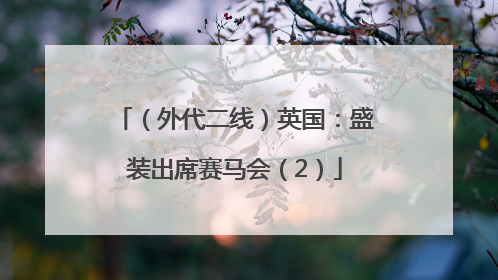 （外代二线）英国：盛装出席赛马会（2）