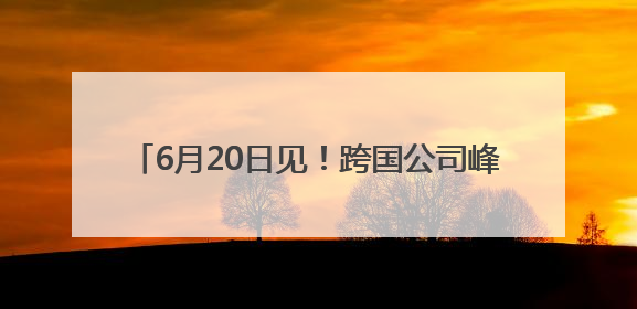 6月20日见！跨国公司峰会首发SHOW嘉宾公布